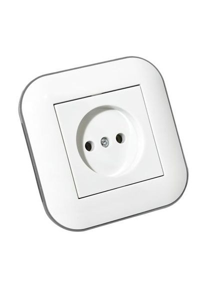 Розетка одинарна без заземлення LOFT білий+сірий Ovivo Electric (346087226)