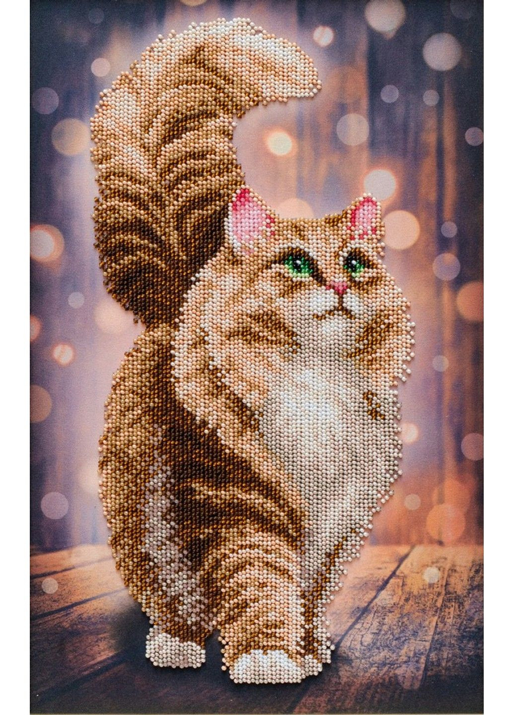 Набір для вишивки бісером "Мрійливий кіт" кішка, кіт, ніч, Зірки, місяць часткова викладка, 22х35 см No Brand (333166020)