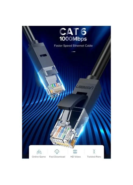 Патч-корд NW102 Cat 6 15 м Black (50180) Ugreen (399513347)