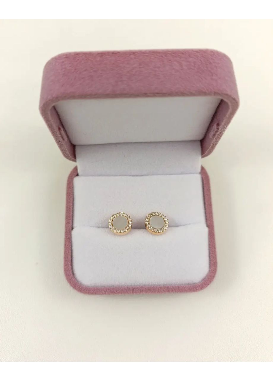 Золотые серьги-пуссеты с перламутром С260 Shatlen Сережки (369149681)