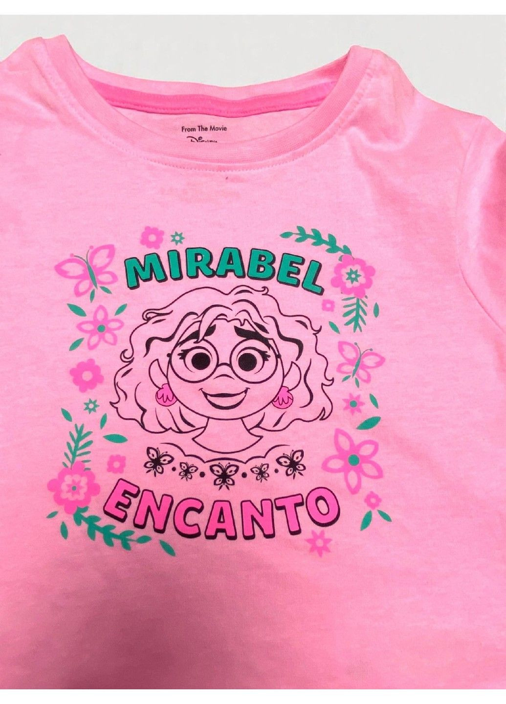 Розовый костюм комплект детский хлопковый летний с принтом энканто enkanto, розовый, малиновый Primark