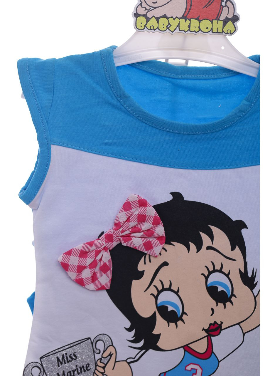 Блакитний літній лосини з майкою для дівчинки трикотажні miss блакитний 80 см (38688) BABYKROHA