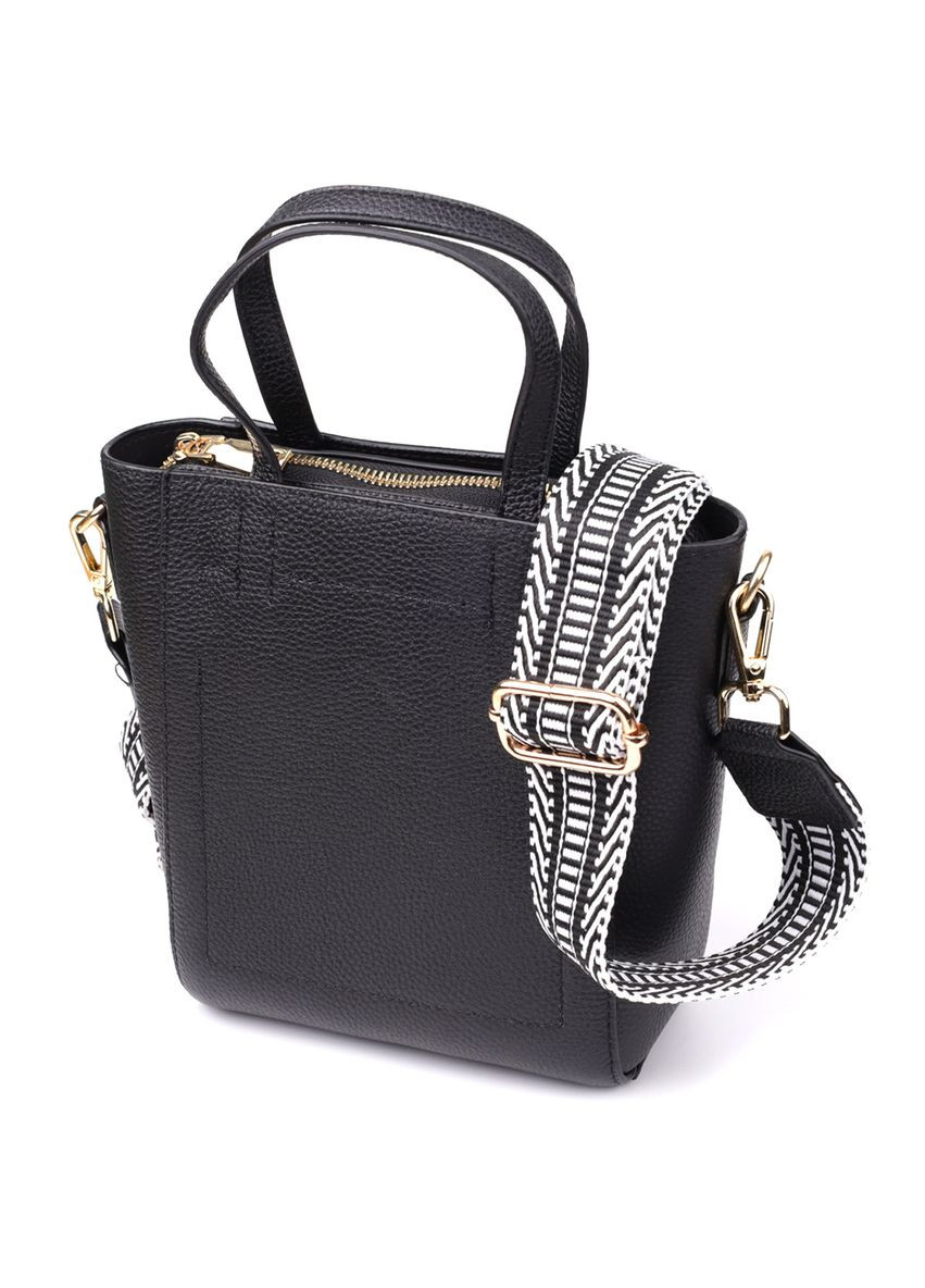 Трапецієподібна сумка для жінок з натуральної шкіри 22916 Чорний Vintage (349442741)