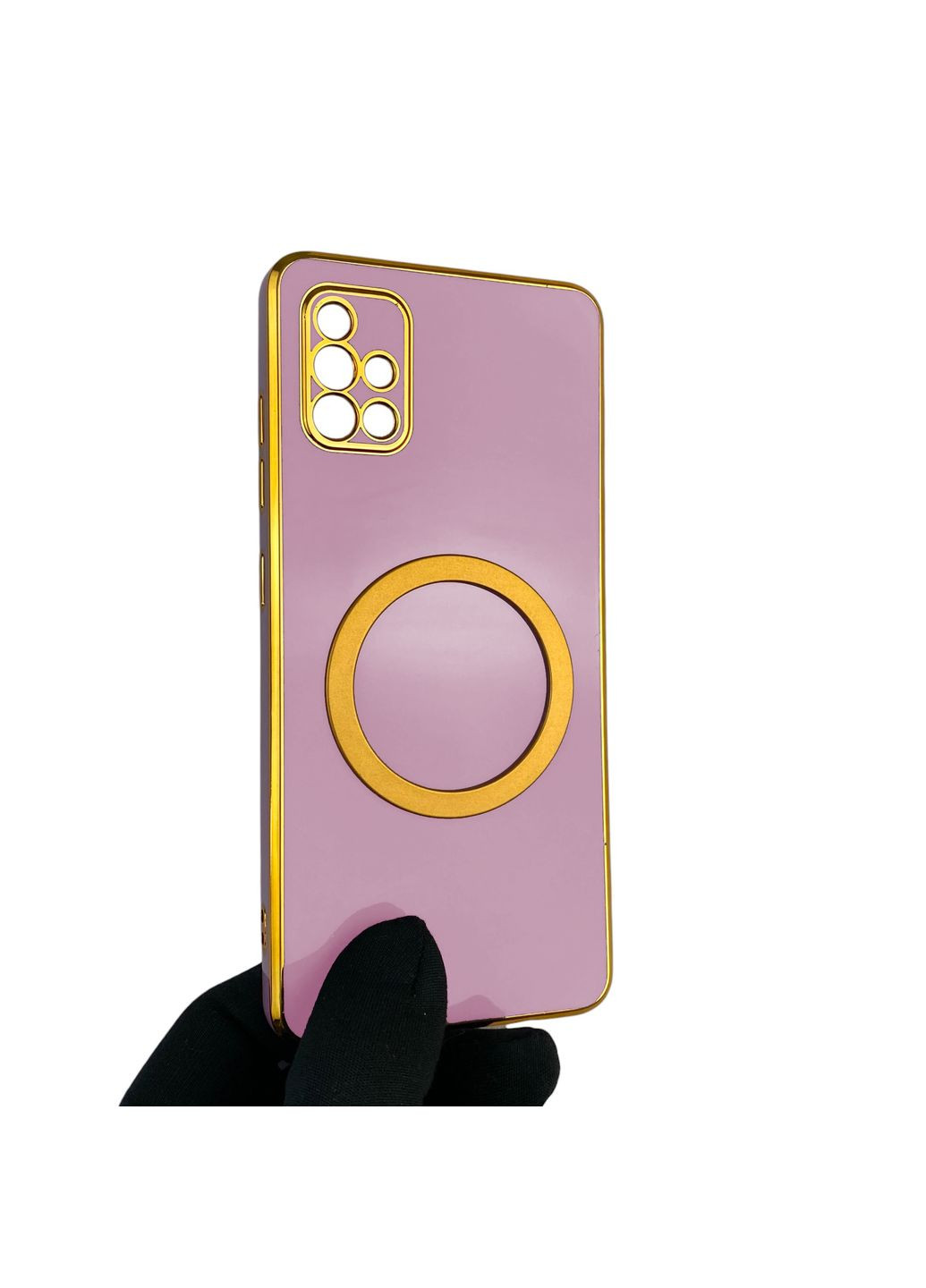 Чохол для Galaxy A51 (SM-A515F) з кільцем MagSafe із золотою окантовкою на самсунг а51 чорничний gs1 Samsung (366230952)