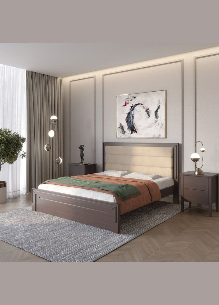 Полуторная деревянная кровать Торонто Т5 Венге/Аляска 23 (бежевый) 120х190 см (MBG-10521) Mebigrand (366027736)