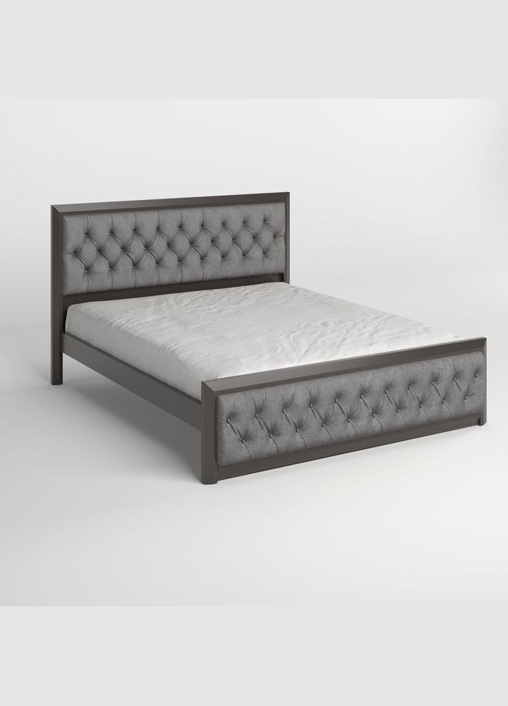 Полуторная деревянная кровать Барселона Б3 (RAL9011)/Аляска 93 (Серый) 120х200 см (MBG-13793) Mebigrand (366087509)