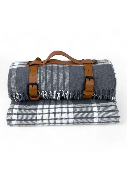 Плед бавовняний в клітку тревел 4651-R 140х200 см сірий Love You (364760807)