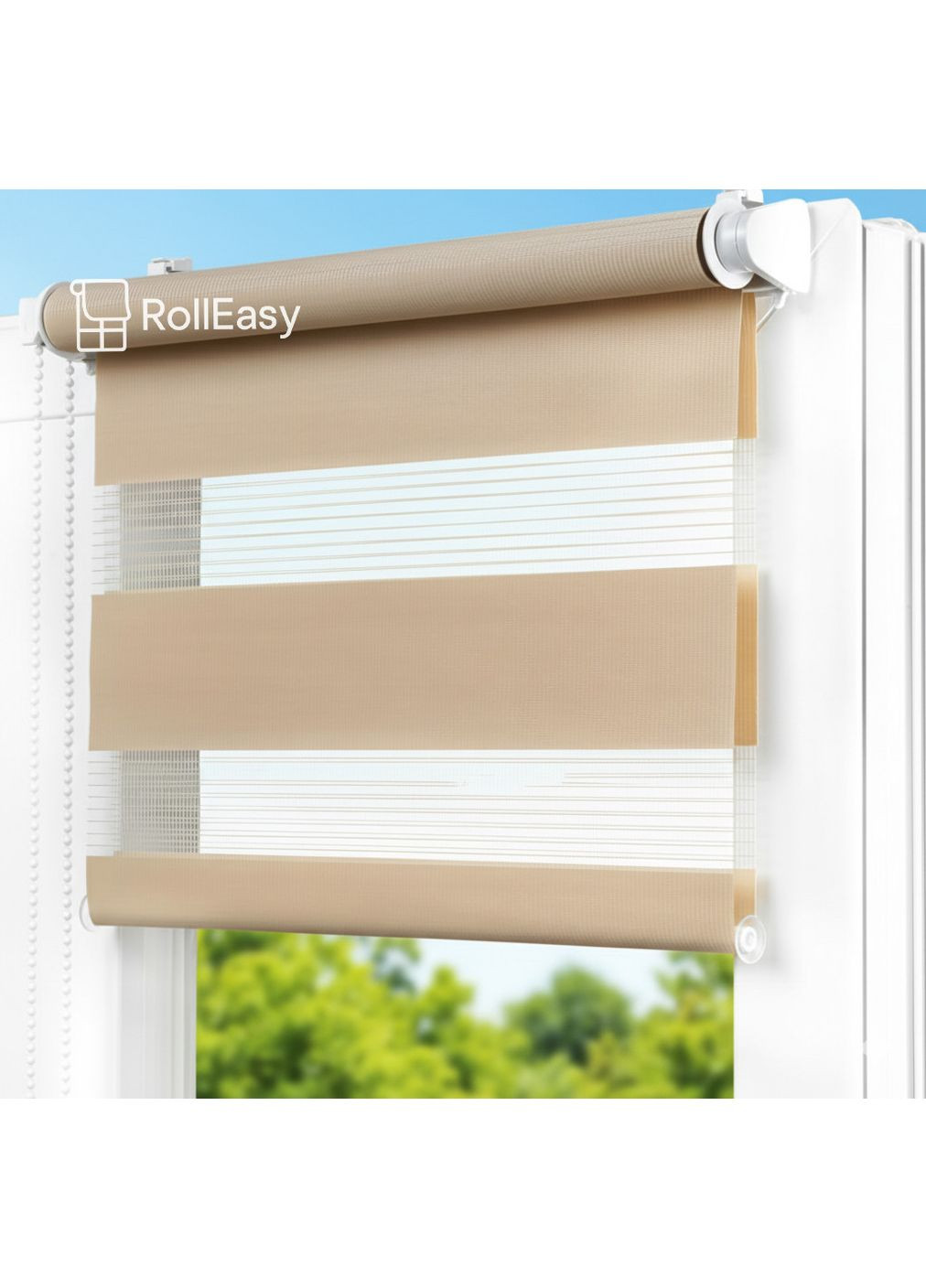 Ролети на вікна День-ніч Жалюзі Рулонна штора з фіксацією під нахил Рулонні штори Ролета тканинна D-201 Пісочний No Brand (365784032)