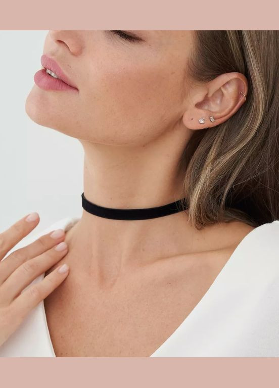 Чокер Кольє чорний тонкий No Brand (331621046)