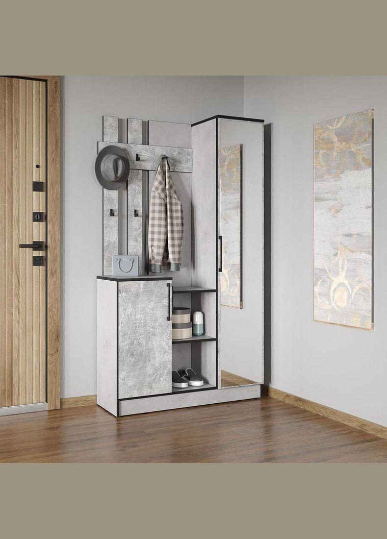 Стильная прихожая с зеркалом, дверцей и крючками для одежды от KO-0004 MORELI (361035163)