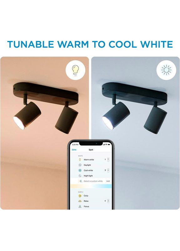 Розумний світильник IMAGEO Spots накладний точковий 2x5W 2200-6500K RGB Wi-Fi Black (929002659101) WiZ (322939272)