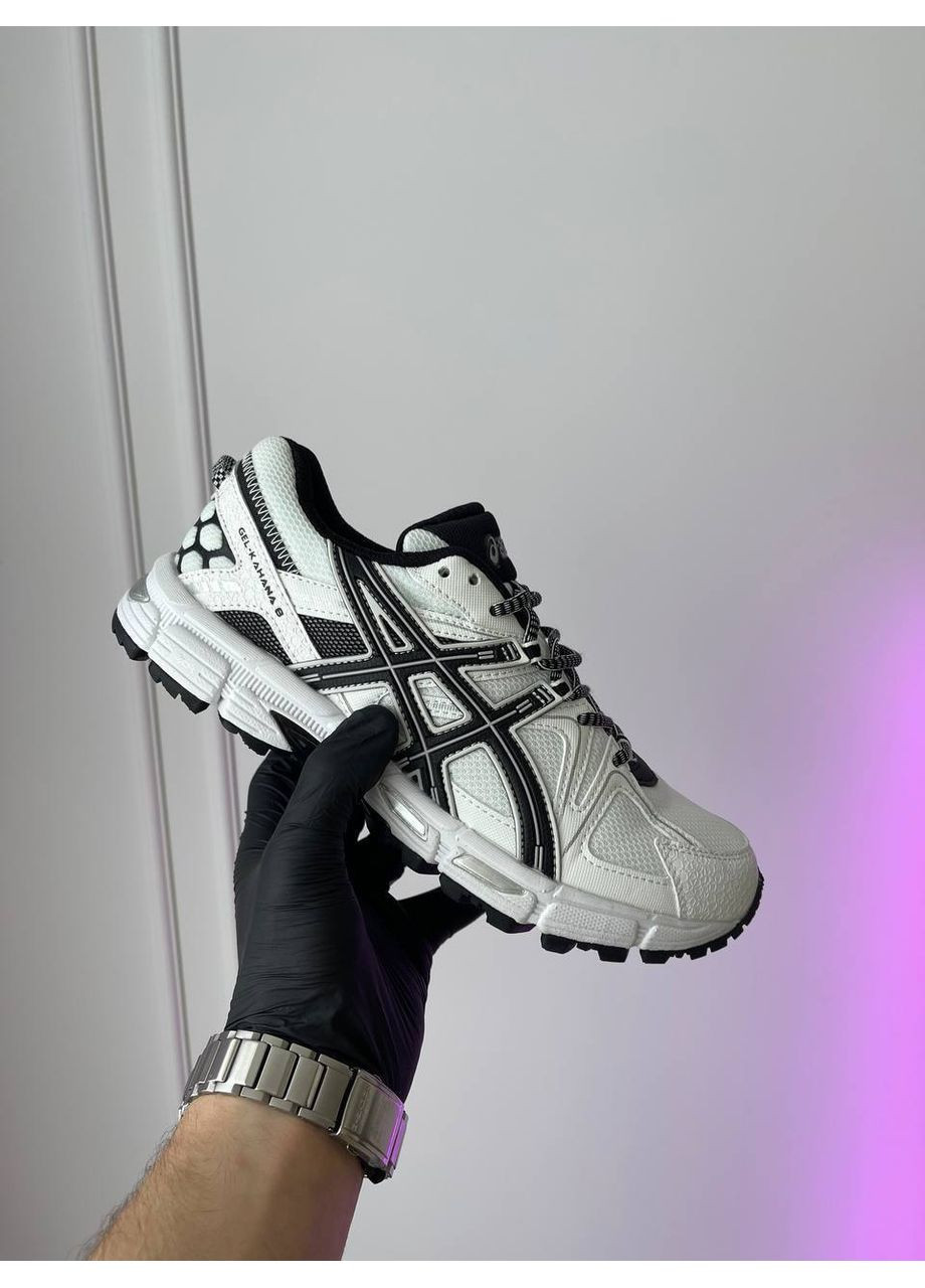 Белые демисезонные кроссовки мужские и женские asics gel-kahana 8 white black | асикс гель-кахана 8 белые черные No Brand