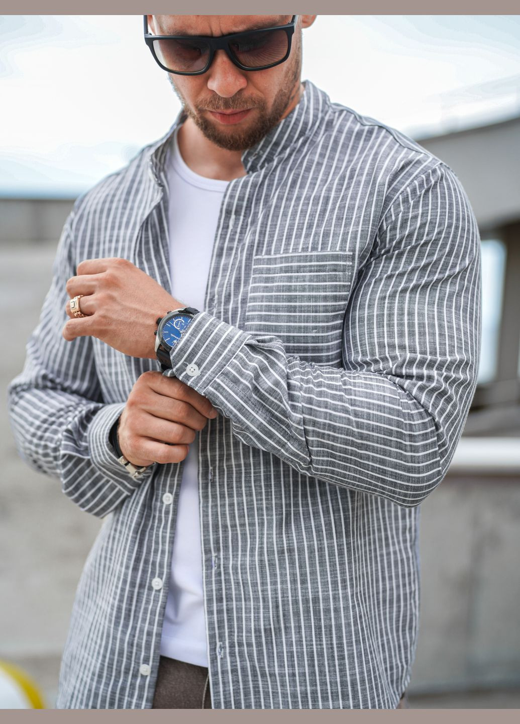 Серая кэжуал рубашка Teamv