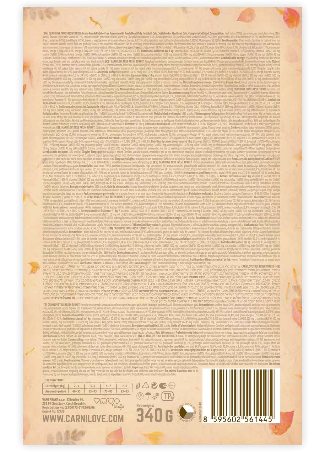 Сухий корм для дорослих кішок True Fresh Cat Turkey з індичкою 340 г (8595602561445) Carnilove (308340524)