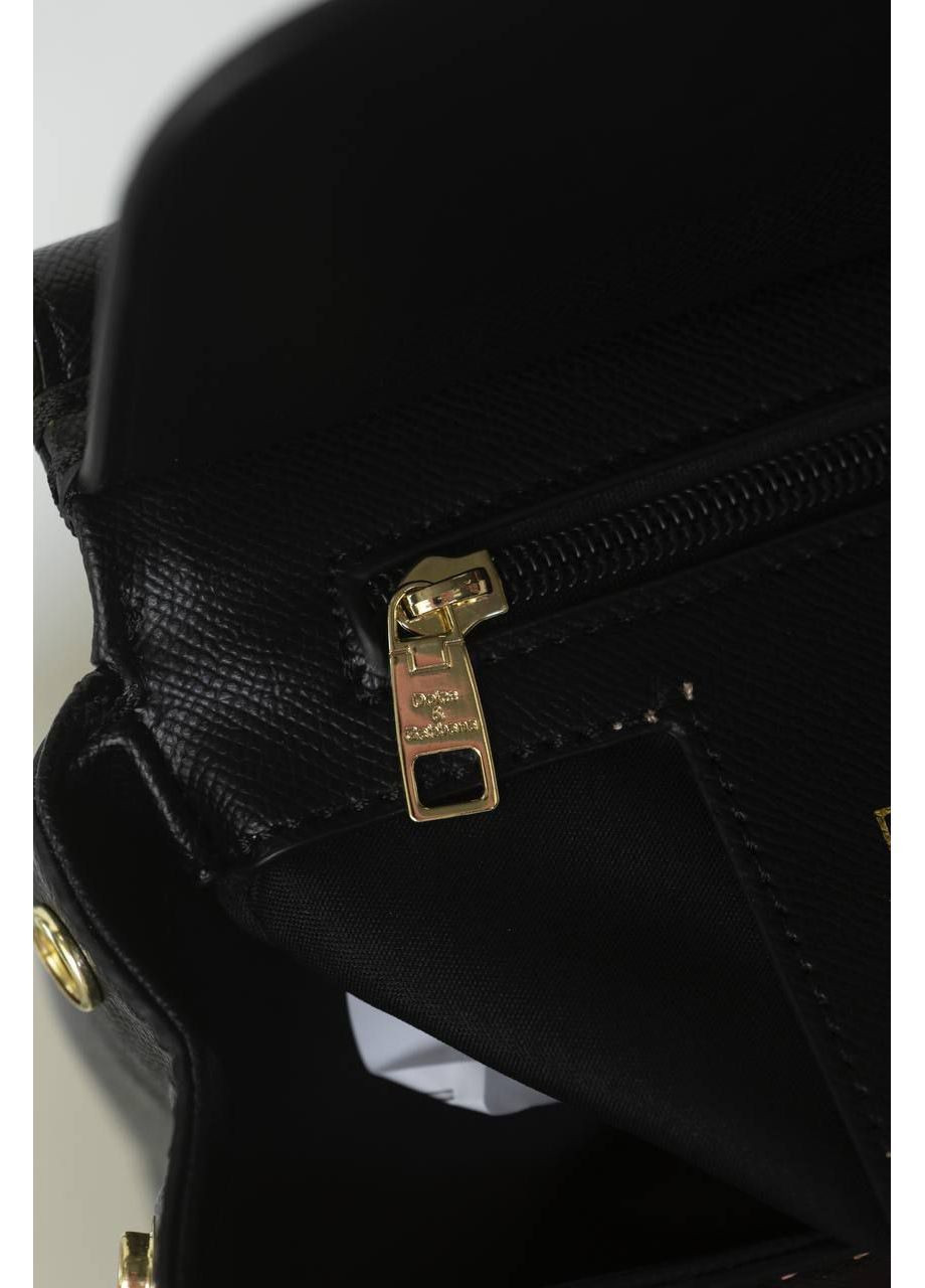 Шкіряна сумка жіноча Dolce&Gabbana Sicily Handbag Black/Gold класична Дольче Габана чорна крос боді No Brand (367837653)