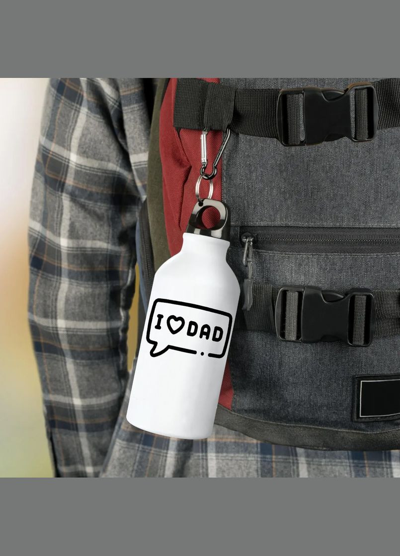 Фляга Для Папы (бутылка) для воды с карабином 500 мл Металлическая (Туристическая, Для кемпинга, Для спорта) #02 500 мл Белый No Brand (323639731)