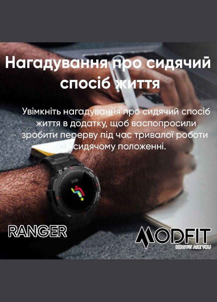 Умные часы Ranger Grey 36 мм. электронный спортивный, армейский, сasual Modfit (341675488)