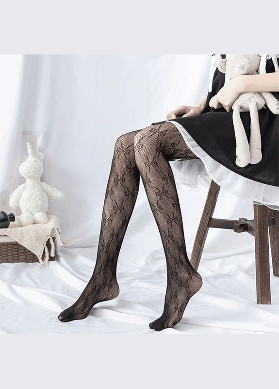 Підліткові колготки капронки в сітку чорні подарунки зав'язочки банти 88699 140-182 см No Brand (358694147)
