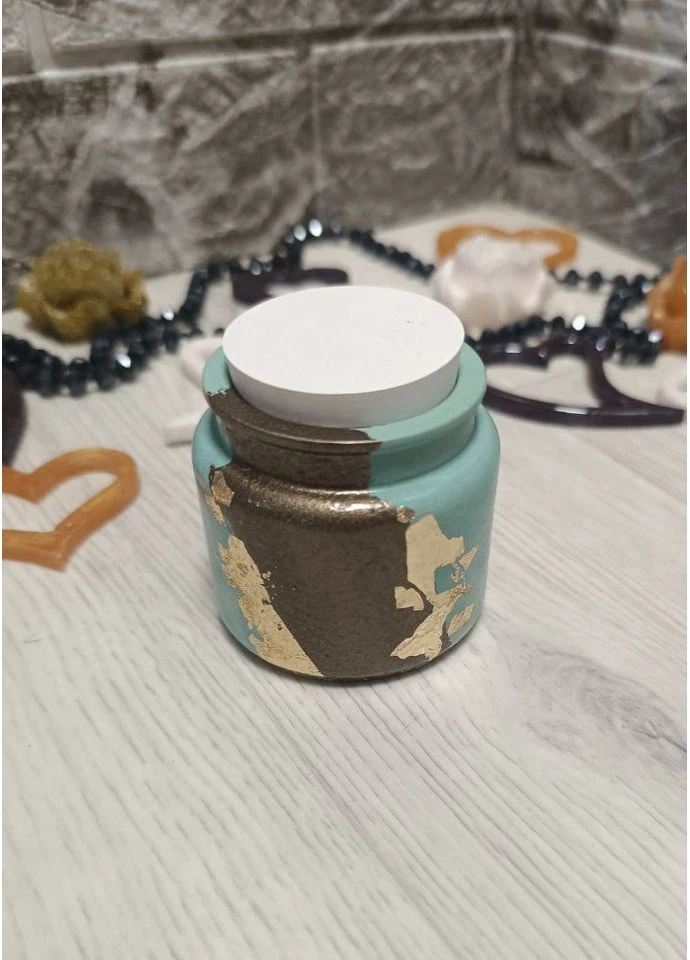 Шкатулка Минзурка из гипса Зеленая с золотом Hand Made (384295947)