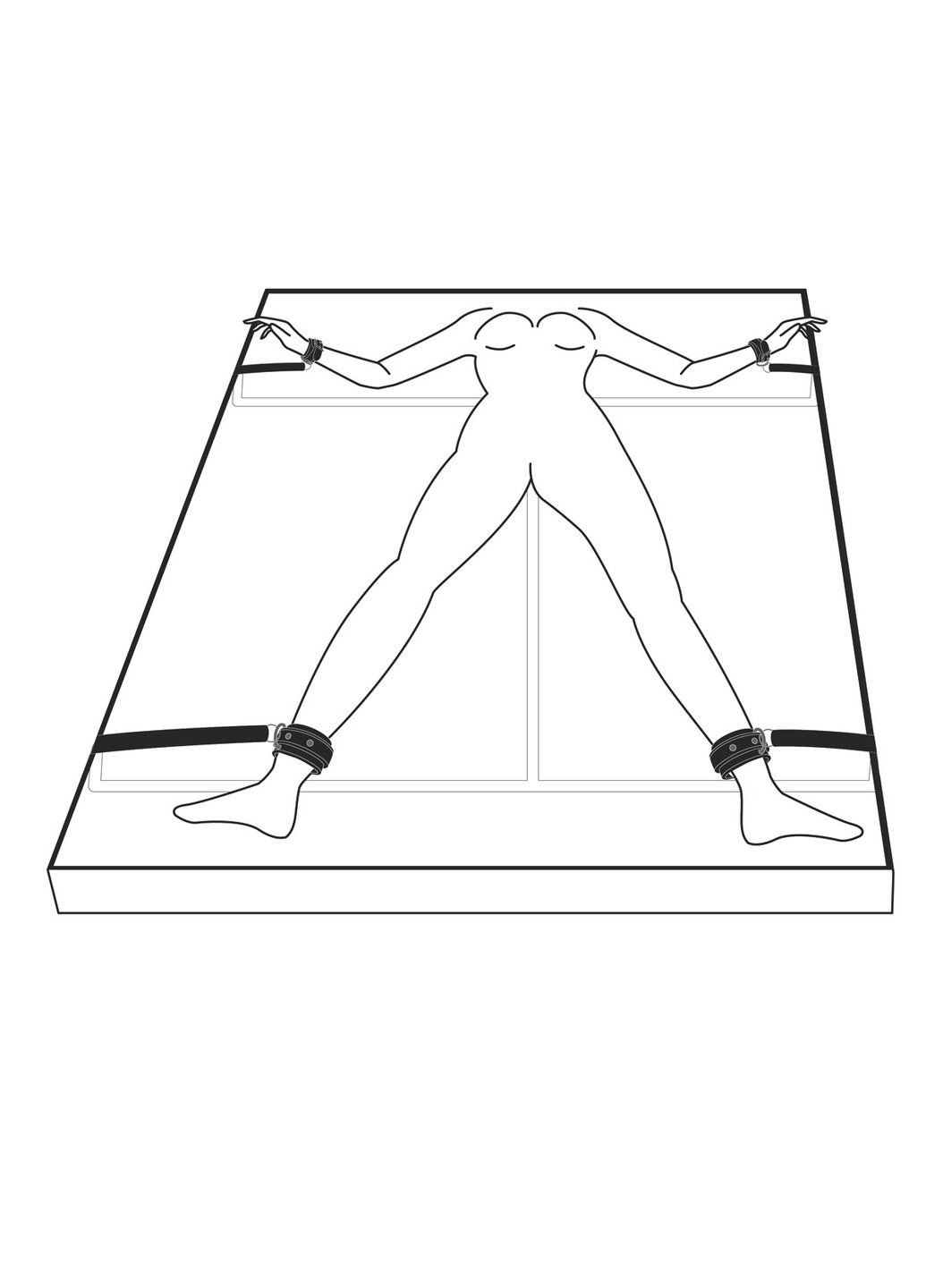 Набір для бондажу на ліжко з манжетами для рук та ніг Under Mattress Restraint Set, чорний EasyToys (290850964)