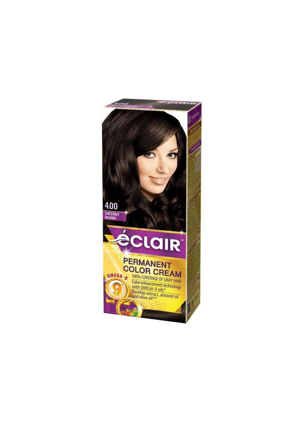 Крем-краска для волос 4.00 с маслом OMEGA 9 Каштановый ТМ ECLAIR Canina (337994746)