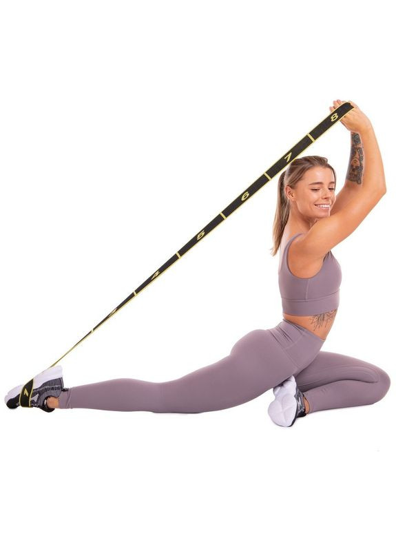 Лента эластичная с петлями для растяжки ленточный эспандер Elastiband (полиэстер, эластан, размер 90х4см, Салатовый) Record (354703266)