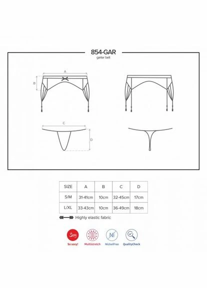 Черный демисезонный пояс со стрингами черный 854-gar-1 l/xl Obsessive