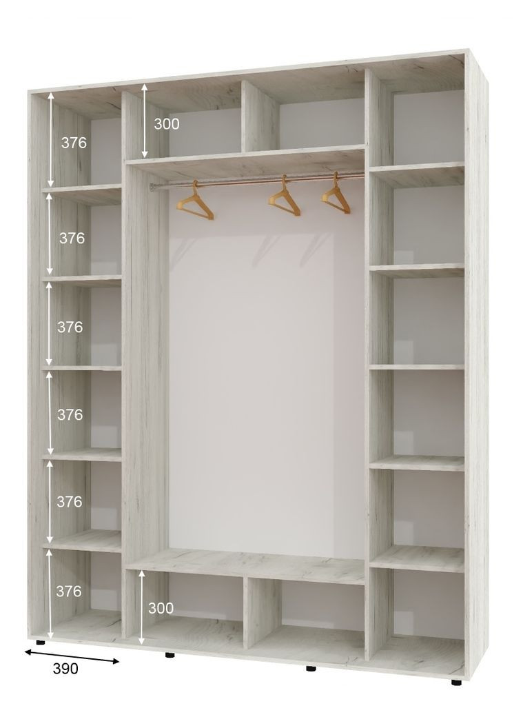 Шкаф-купе трехдверный 200*60*240 см Дуб крафт белый 3 двери ДСП ШК-05 Алекса (356775009)