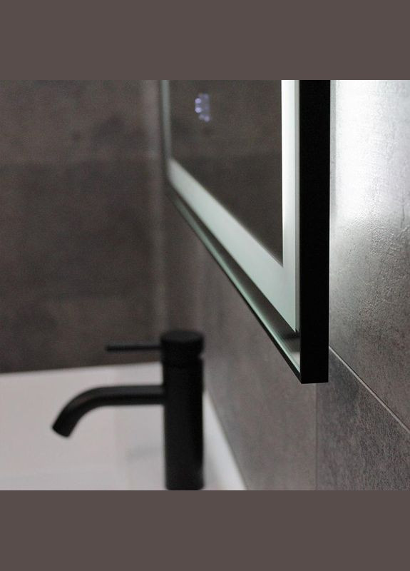 Дзеркало LED DE-M0061S1 Black 100смх75см, підігрів+ годинник/темп+Bluetooth Dusel (316720411)
