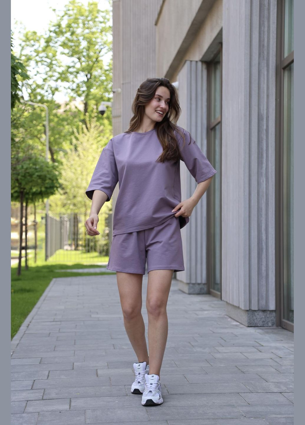 Комплект жіночий "Maya" футболка + шорти темно-фіолетові No Brand (331871031)