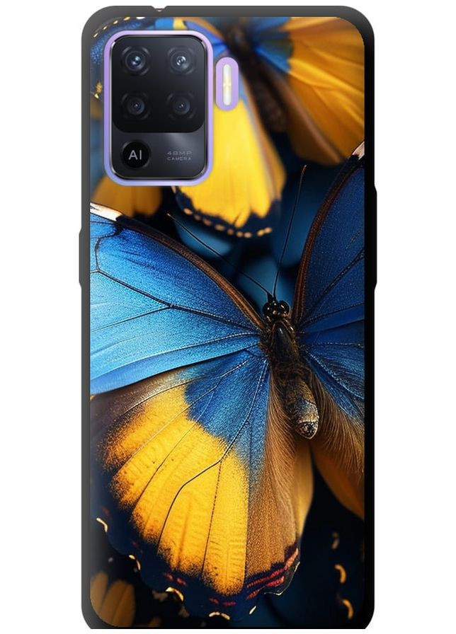 TPU черный чехол 'Желто-голубые бабочки' для Endorphone Oppo Reno5 Lite (285709625)