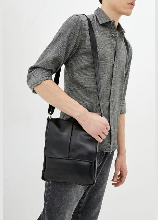 Сумка мессенджер через плечо мужская из натуральной кожи маленькая для документов формата А5 или для планшета Черный 35780 TARWA (337466456)