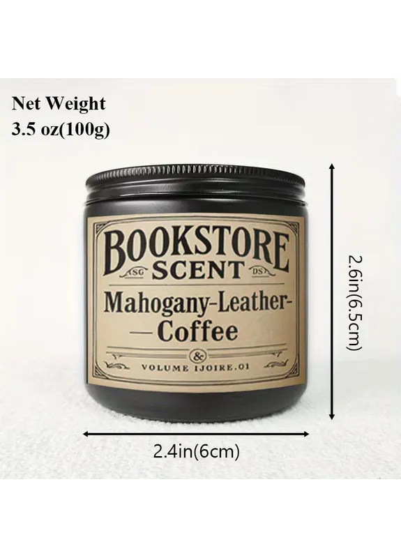 Ароматическая свеча «Bookstore Scent» Mahogany Leather Coffee соевая 100 г No Brand (404813770)