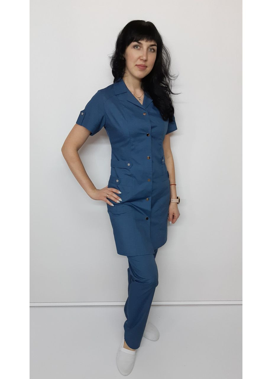 Жіночий медичний костюм Хлястик 2-ка бавовна 42 розмір три чверті рукав No Brand (365843107)