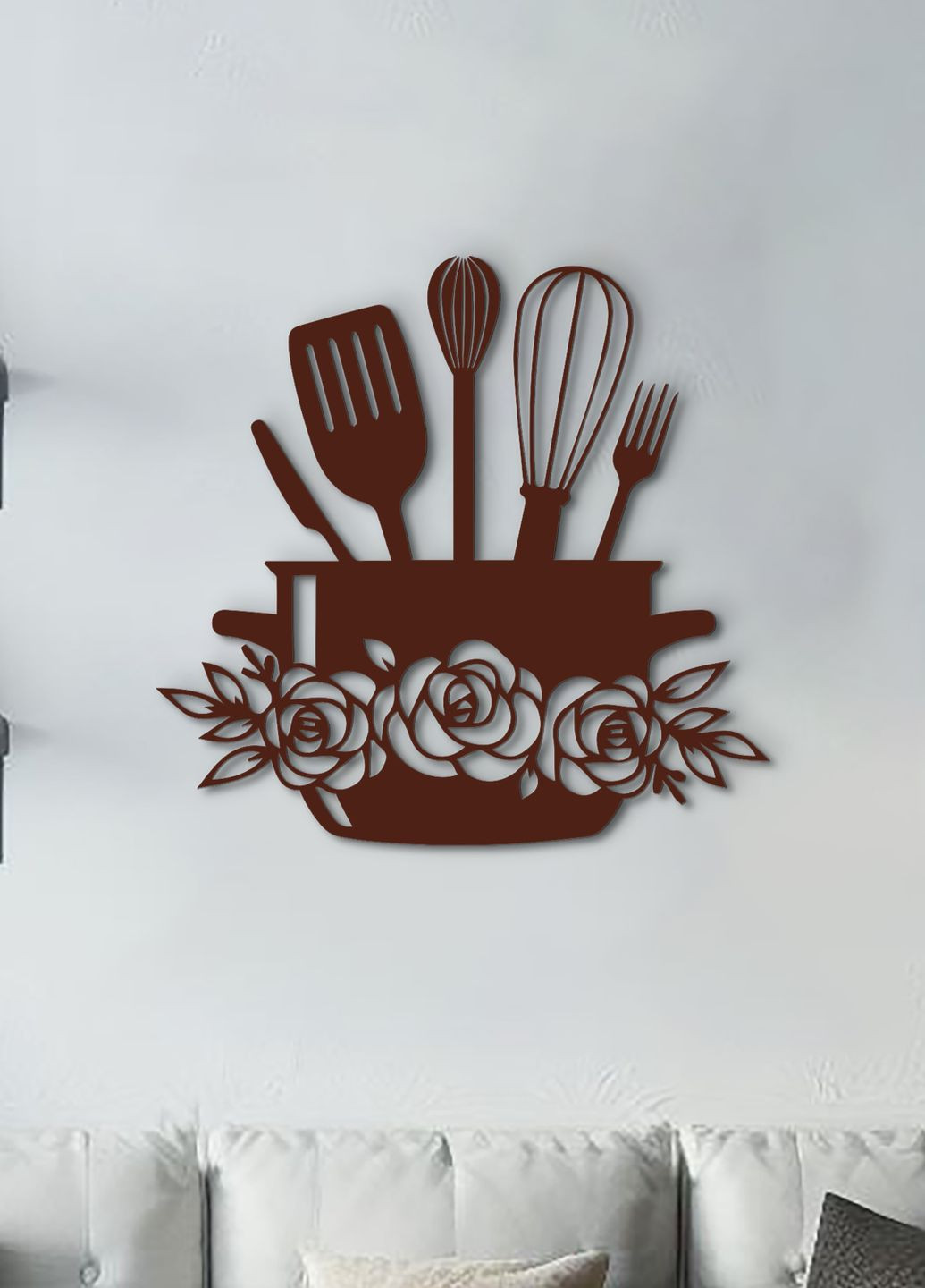 Современная картина на кухню, деревянный декор для дома "Кастрюля хозяйки", декоративное панно 20х20 см Woodyard (292013467)