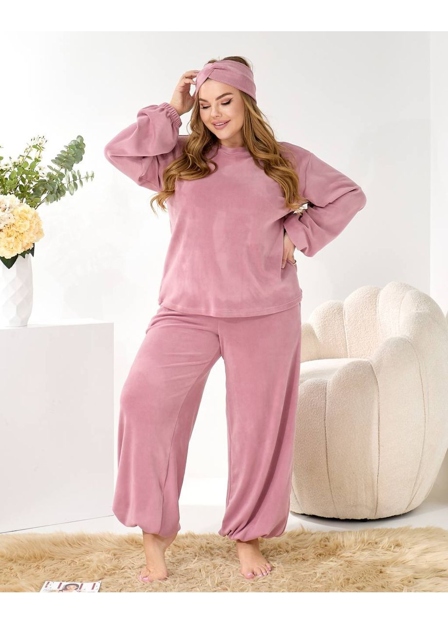 Домашній комплект трiйка (костюм+чалма) пудрового кольору 35961 No Brand (368969364)