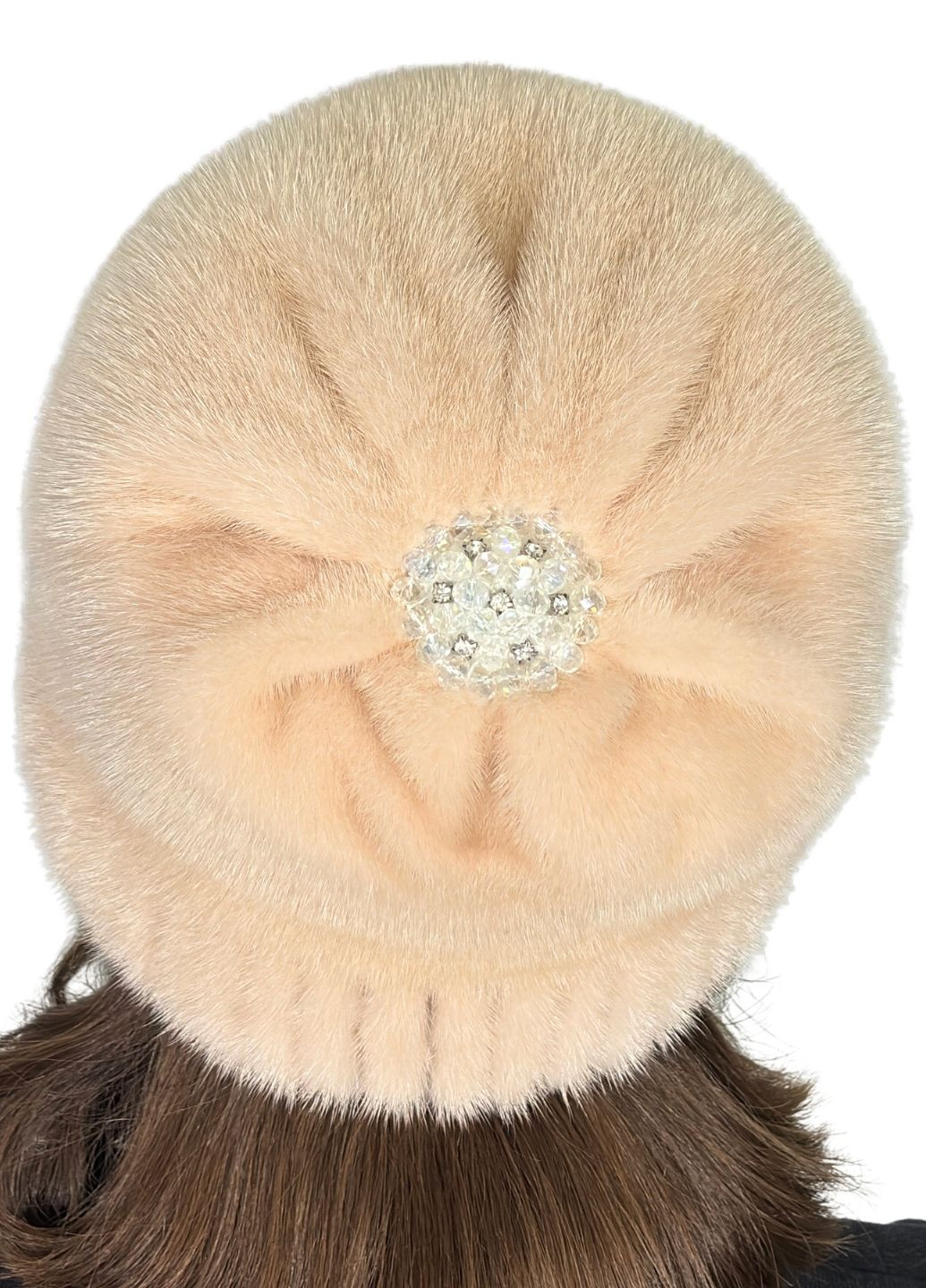 Жіноча зимова хутряна шапка із цільного хутра норки Меховой Стиль Ромашка (364123689)