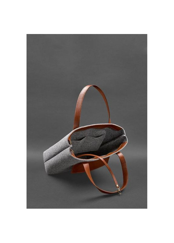 Фетровая сумка женская через плечо шоппер D.D. с кожаными коричневыми вставками BlankNote (302008818)