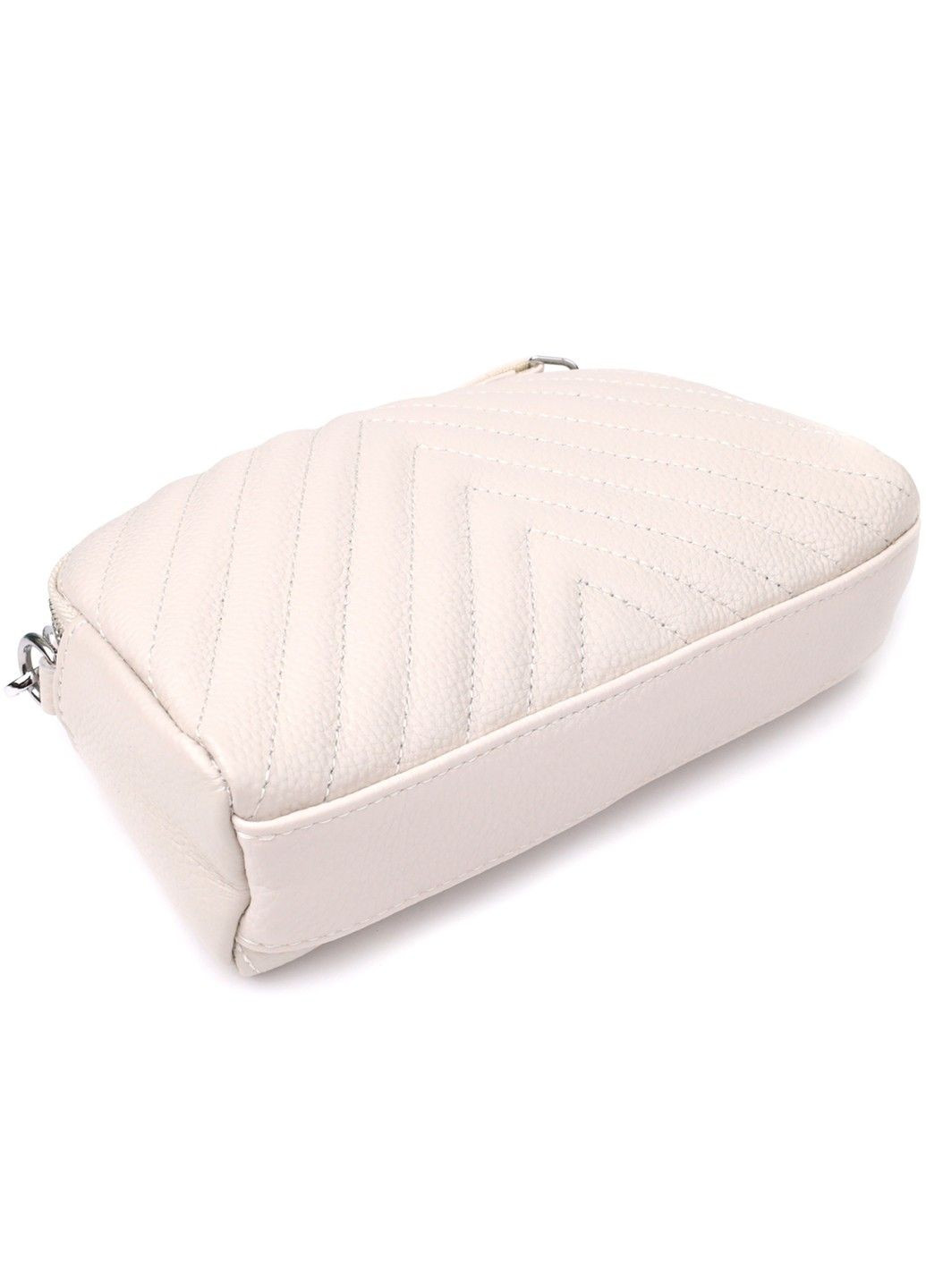 Модна сумка прошита трикутниками з натуральної шкіри 22910 Білий Vintage (356452212)