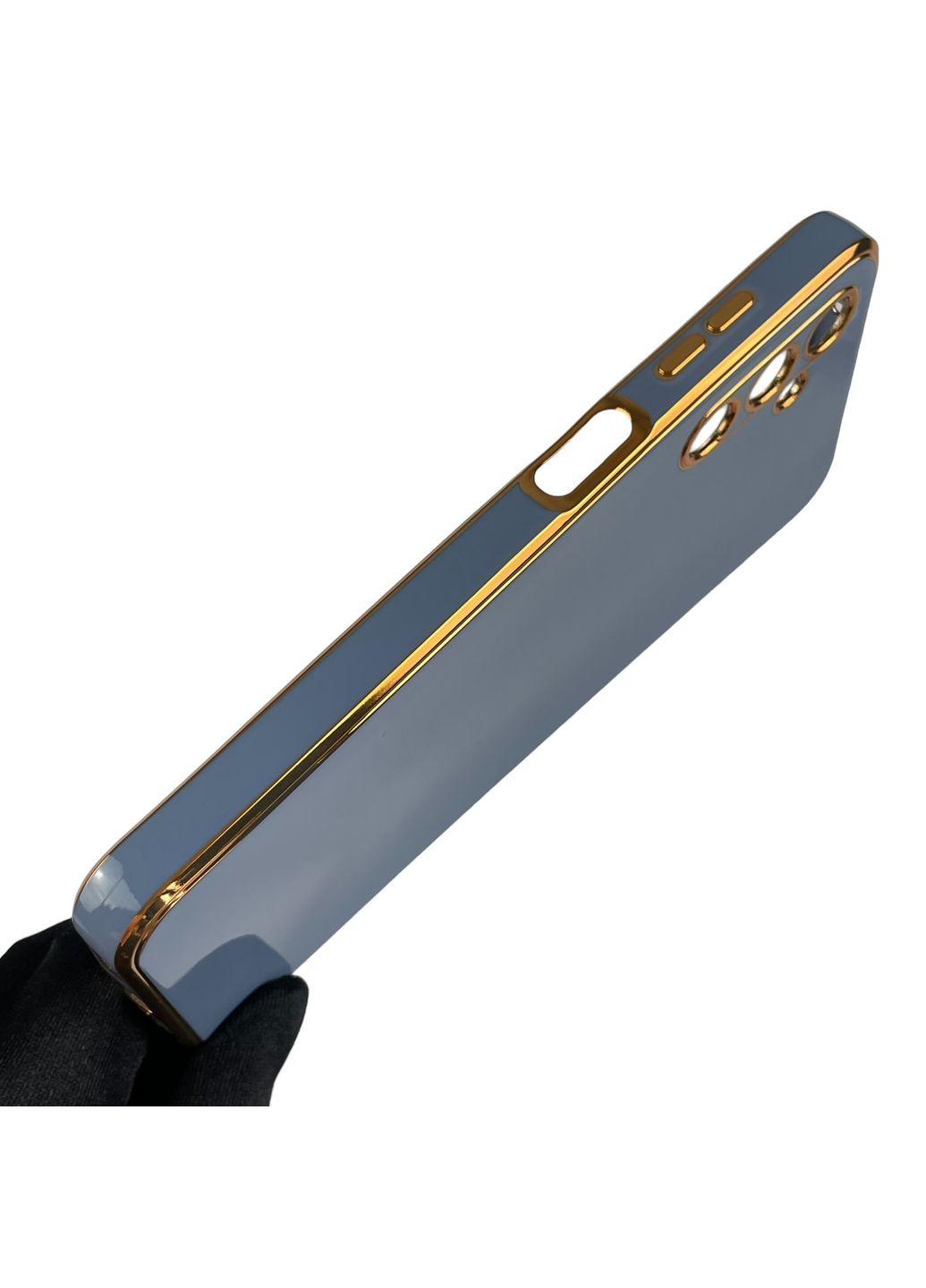 Чохол для Galaxy M14 5G SM-M146 глянсовий із золотою окантовкою із захистом камери на самсунг м14 синій Samsung (366020823)