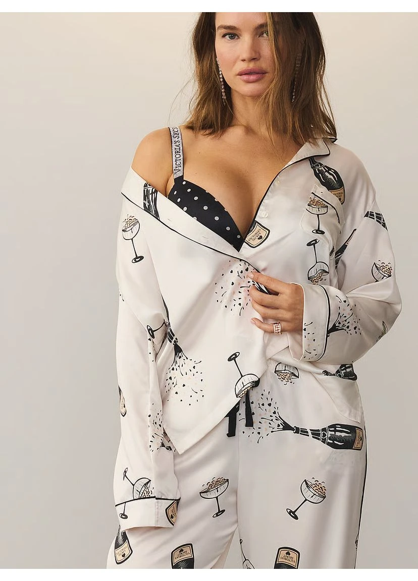 Біла всесезон жіноча піжама (штани + сорочка) (59887918371) signature satin long pajama set s біла Victoria's Secret