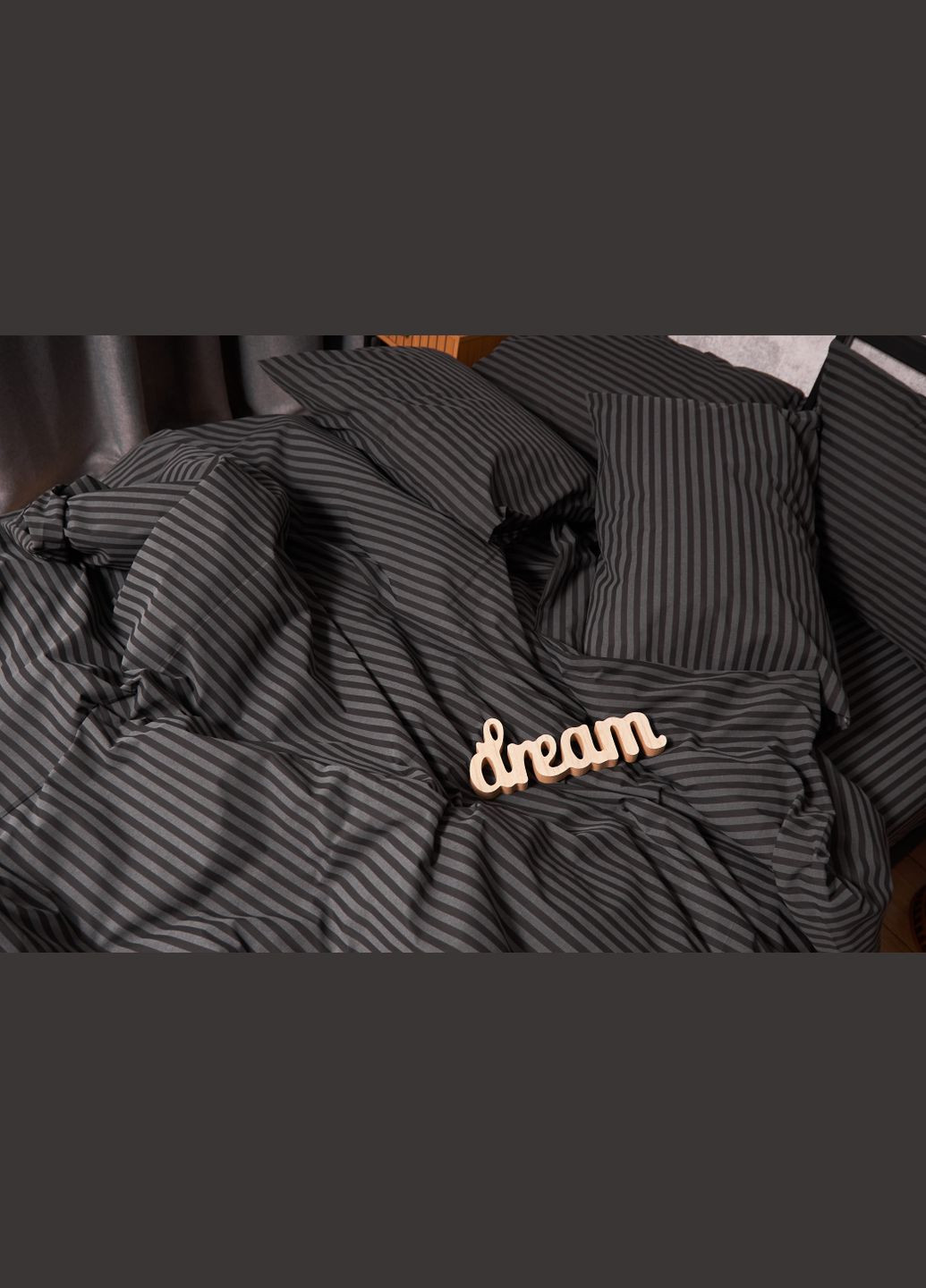 Комплект постільної білизни сімейний 160х220х2 наволочки 4х70х70 Бязь Gold Люкс (MS-820001112) Moon&Star Gray Stripe (285717903)