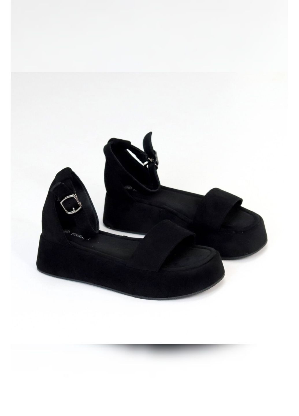 Жіночі чорні босоніжки на платформі з еко замші з закритою п’яткою De Li Mei De Li Босоніжки (339768370)