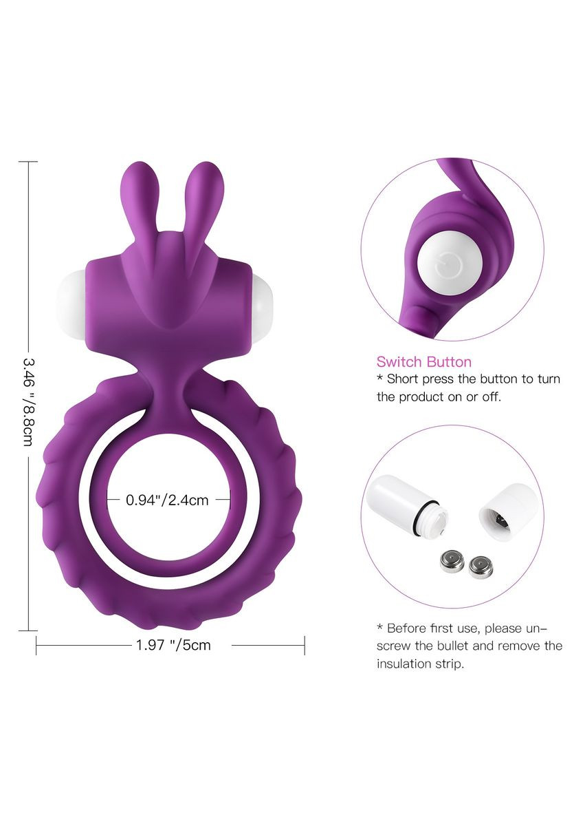 Віброкільце на пеніс, ерекційне кільце з вібрацією, інтимні іграшки насадки вібро Vibro bunny Piano (372992752)