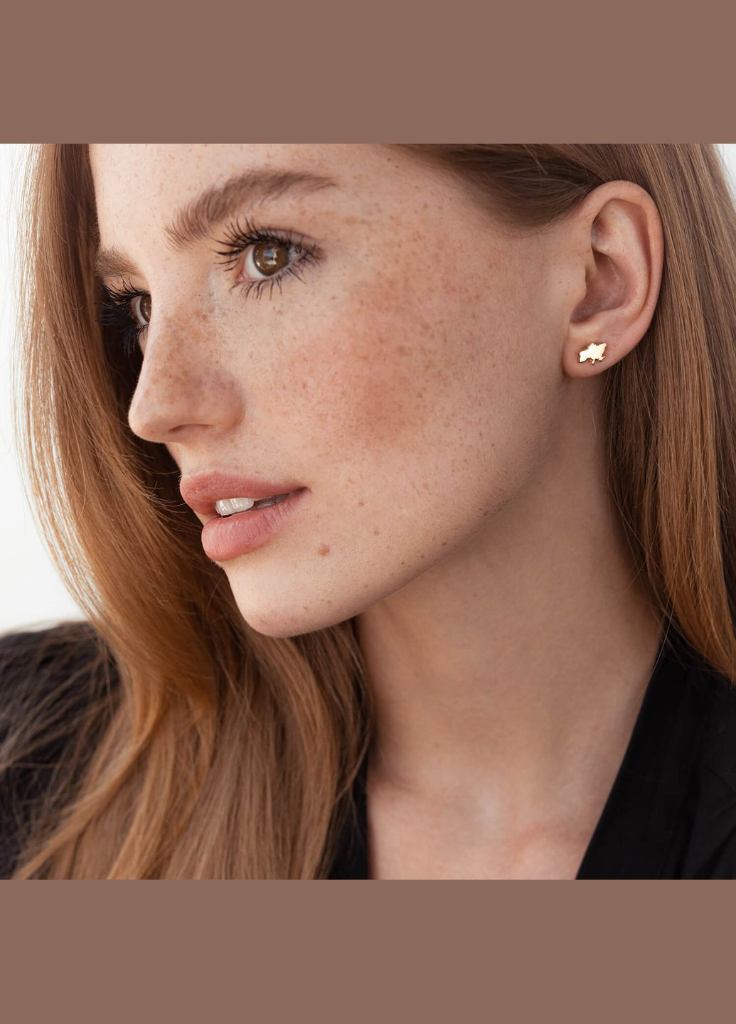 Золотые серьги - пусеты Карта Украины с07940 Oniks (264644362)