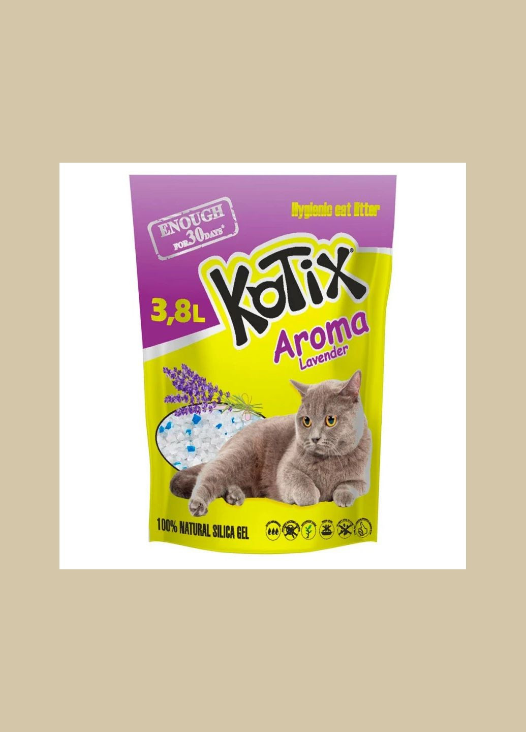 Силікагелевий наповнювач для котів з лавандою Lavender 3.8 л KOTIX (280916424)