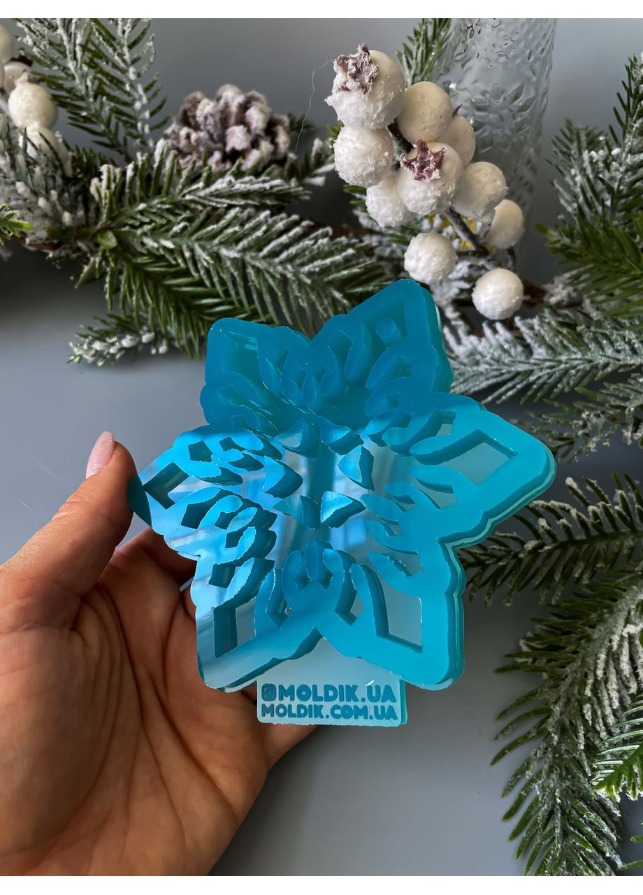 Молд Сніжинка 2 для новорічних іграшок на ялинку силіконова форма для епоксидної смоли No Brand (370567105)