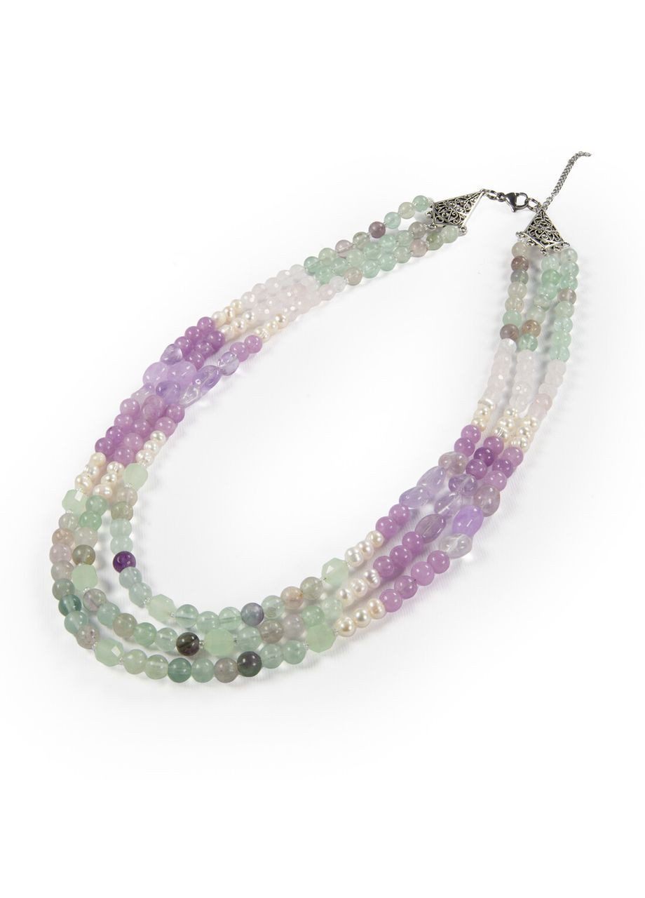 Ожерелье "Галичина" Кварц, Флюорит, Жемчуг, Аметист, Розовый кварц Fursa fashion (365958821)