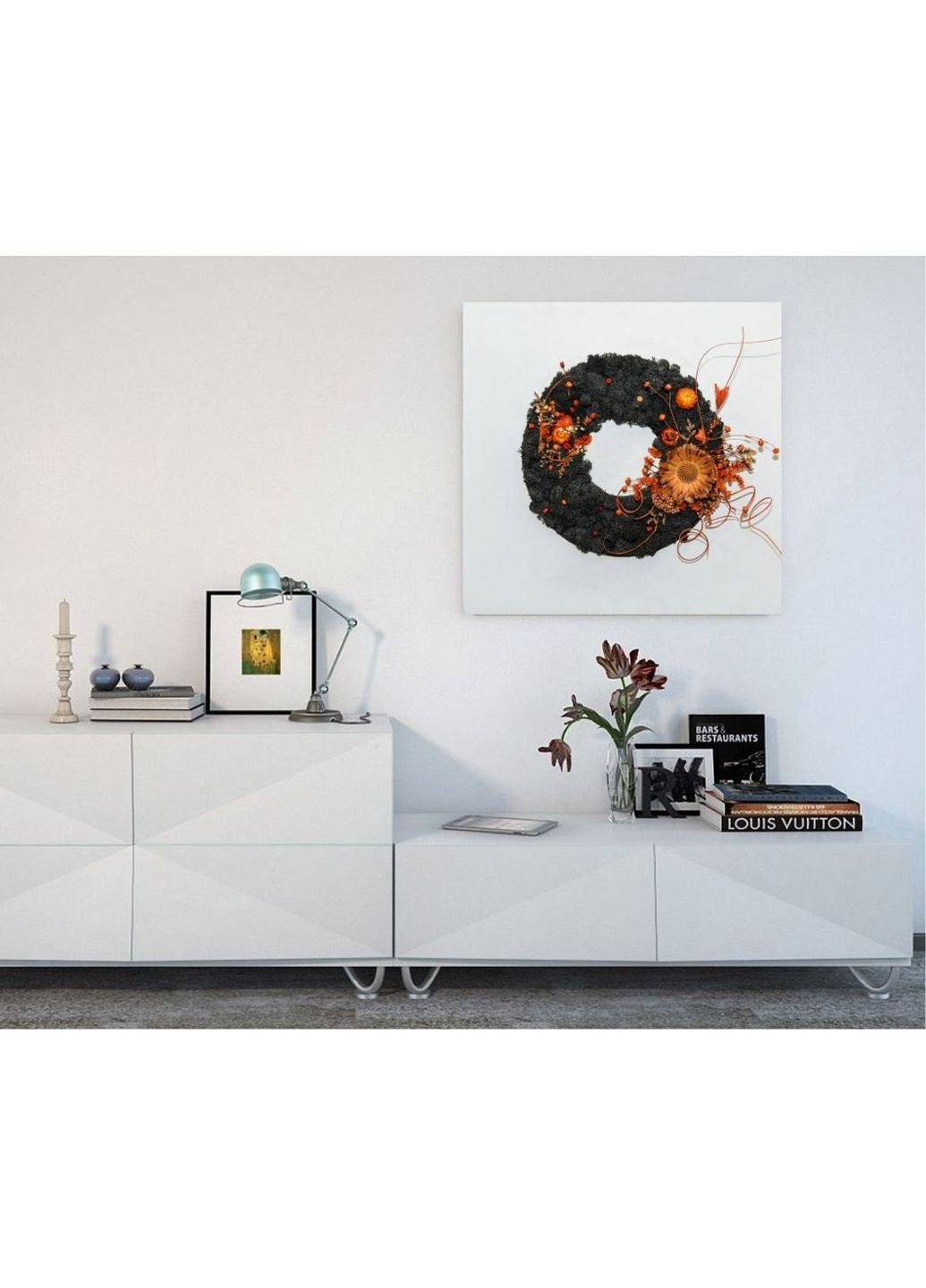 Панно ручної роботи зі стабілізованого моху та рослин Point “Noir Autumn” 40х40 см No Brand (367108548)