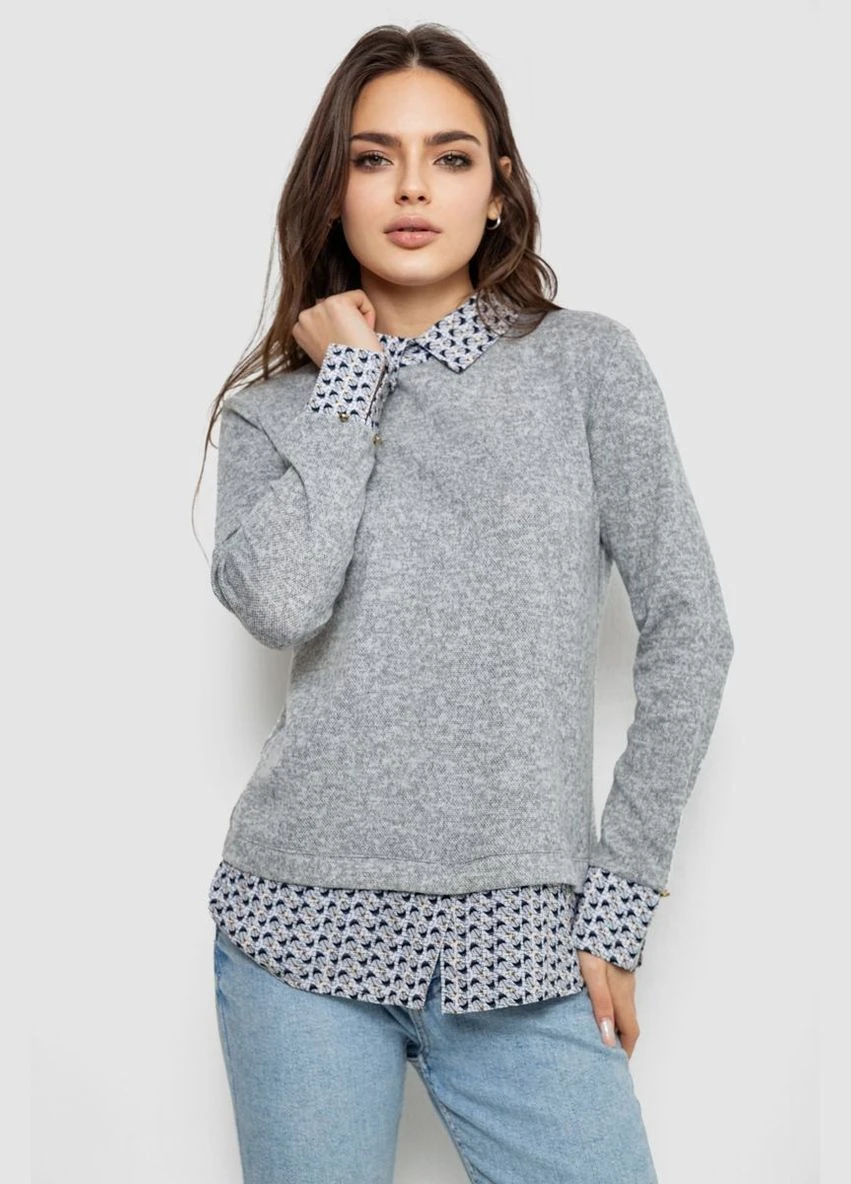 Світло-сіра блуза-обманка Fashion Girl 230R542-3